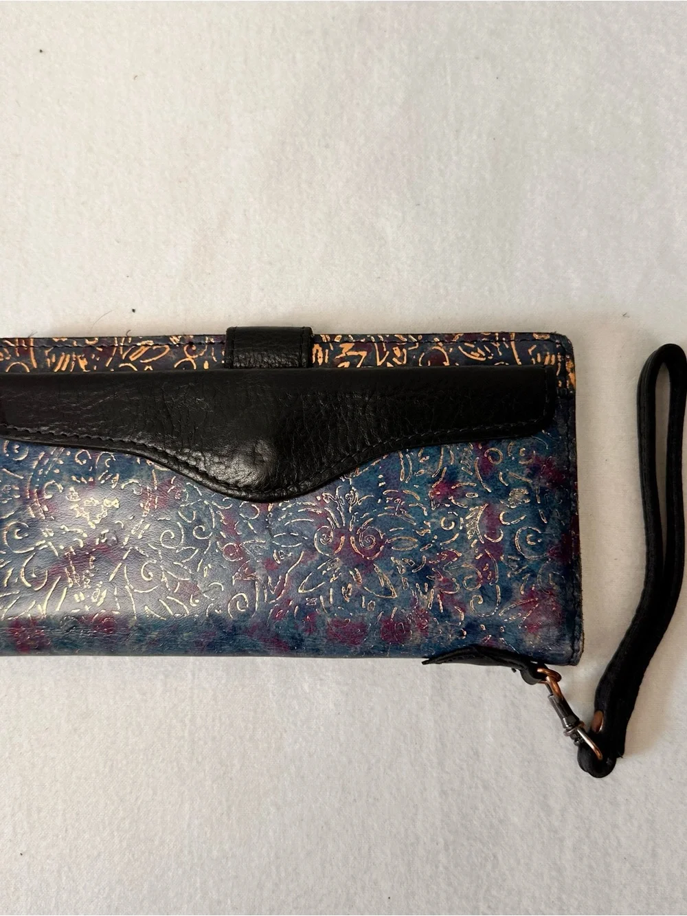 Patricia Nash Valentia Floral Brocade Multi Color Leather Wristlet Wallet